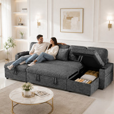4 Seater Corner Sofa Bed U-Shaped Sleeper Sectional Couch Bed, Pull Out Sofa Bed