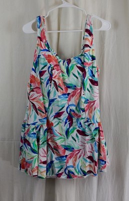 Maxine of Hollywood Womens SeamFrontSwimDress1 PieceSwimsuit Multicolor Size 20W
