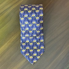 Ermenegildo Zegna Silk Blue Yellow Abstract Geometric Floral Black Polka Dots