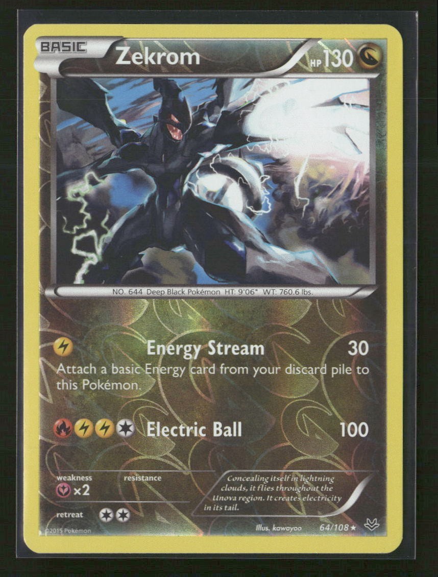Zekrom 64/108 LP - Reverse Holo Rare - XY Roaring Skies