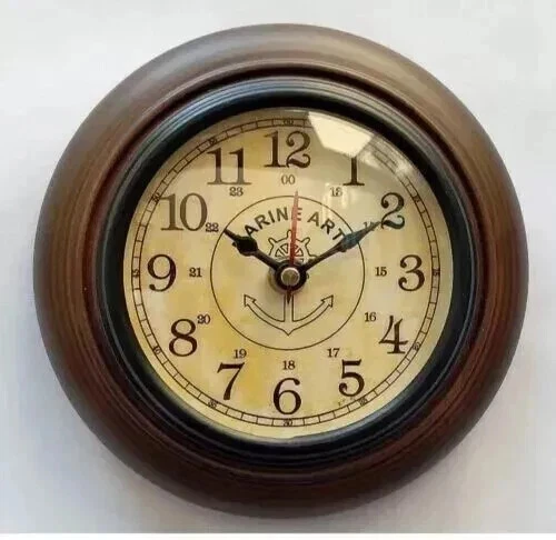 Orologio da parete vintage antico in legno piccolo orologio a batteria sala s... - Immagine 3 di 4