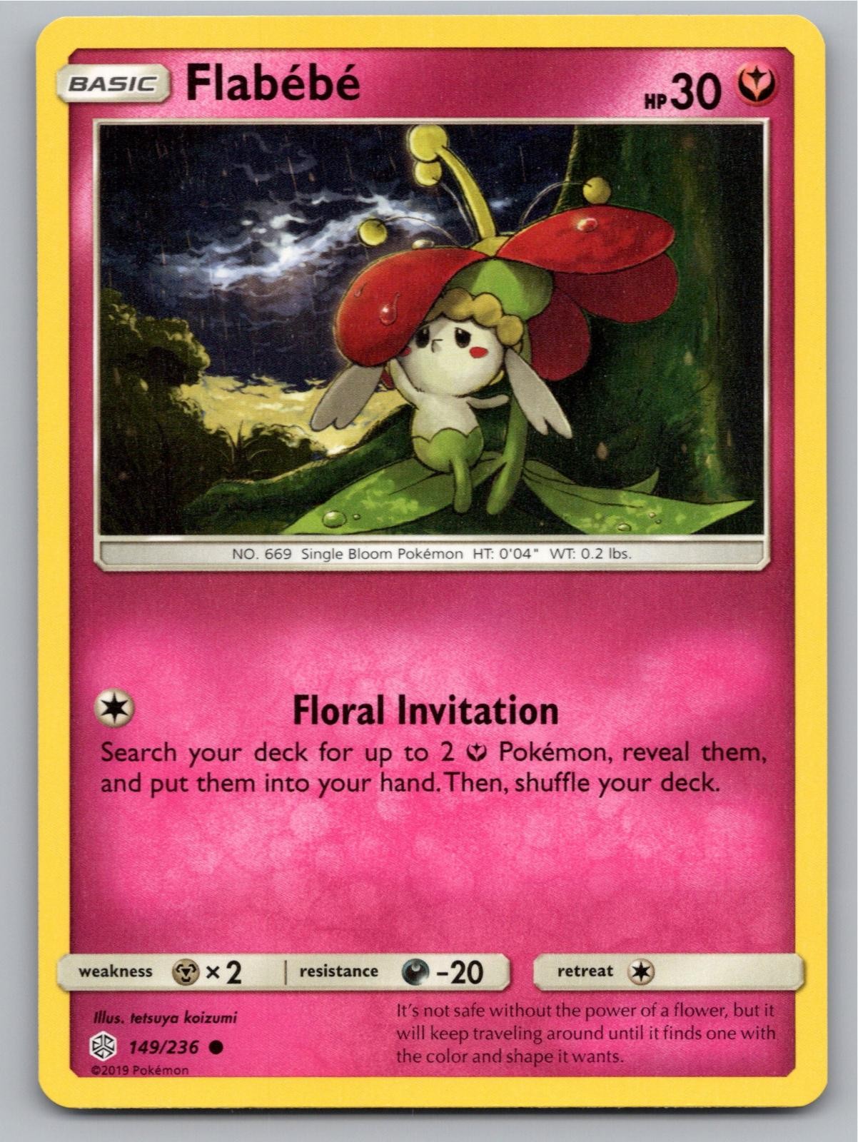 2019 POKEMON FLABEBE COSMIC ECLIPSE 149/236 C NM A61618 FREE S&H