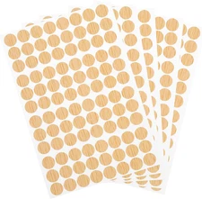 5 Sheets/480Pcs Khaki PVC round Screw Hole Stickers, Heavy Duty, Adhesive, 15Mm/