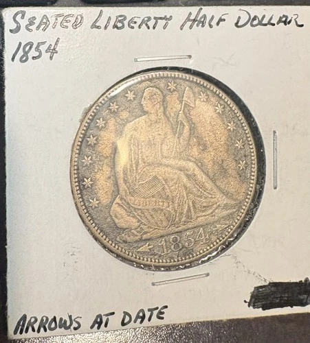 Seated Liberty 1854 Arrows Seated Liberty Silver Half Dollar US VF Collector