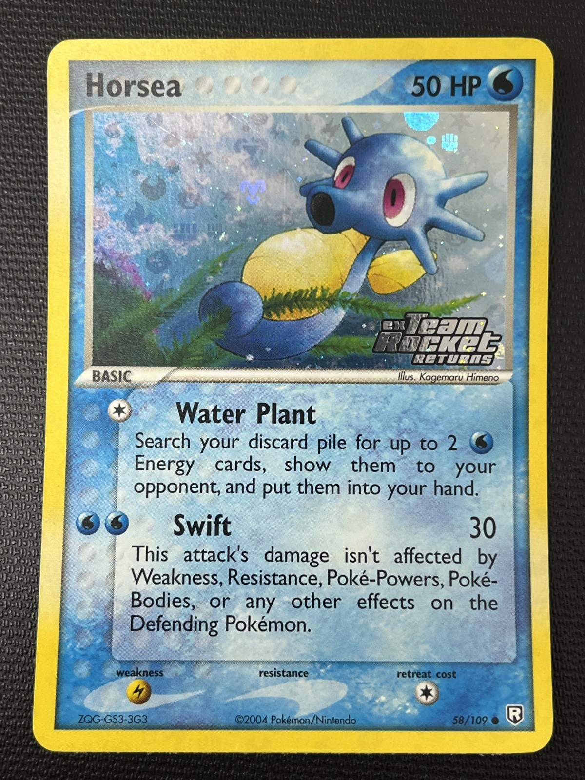 Horsea 58/109 EX Team Rocket Returns Stamped Reverse Holo Pokémon TCG Card NM