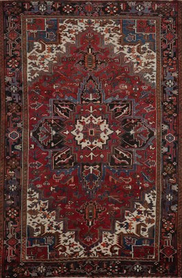 Vegetable Dye Red Hand-knotted Living Room Area Rug Traditional