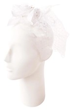 Emmerling Haarschmuck Fascinator Hochzeit Schleier Blumen Federn Strass Weiß