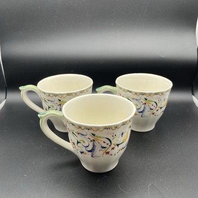 GIEN FRANCE  TOSCANA PORCELAIN  GARANTI LAVE VAISSELLE SET OF 3 COFFEE  CUPS