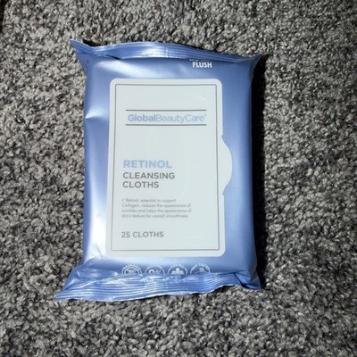 Global Beauty Care RETINOL Cleansing Cloths 25 Facial Wipes
