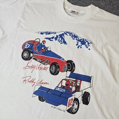 VTG Single Stitch Al Unser Bobby Unser Tshirt Fruit Loom Stock Car Size Large