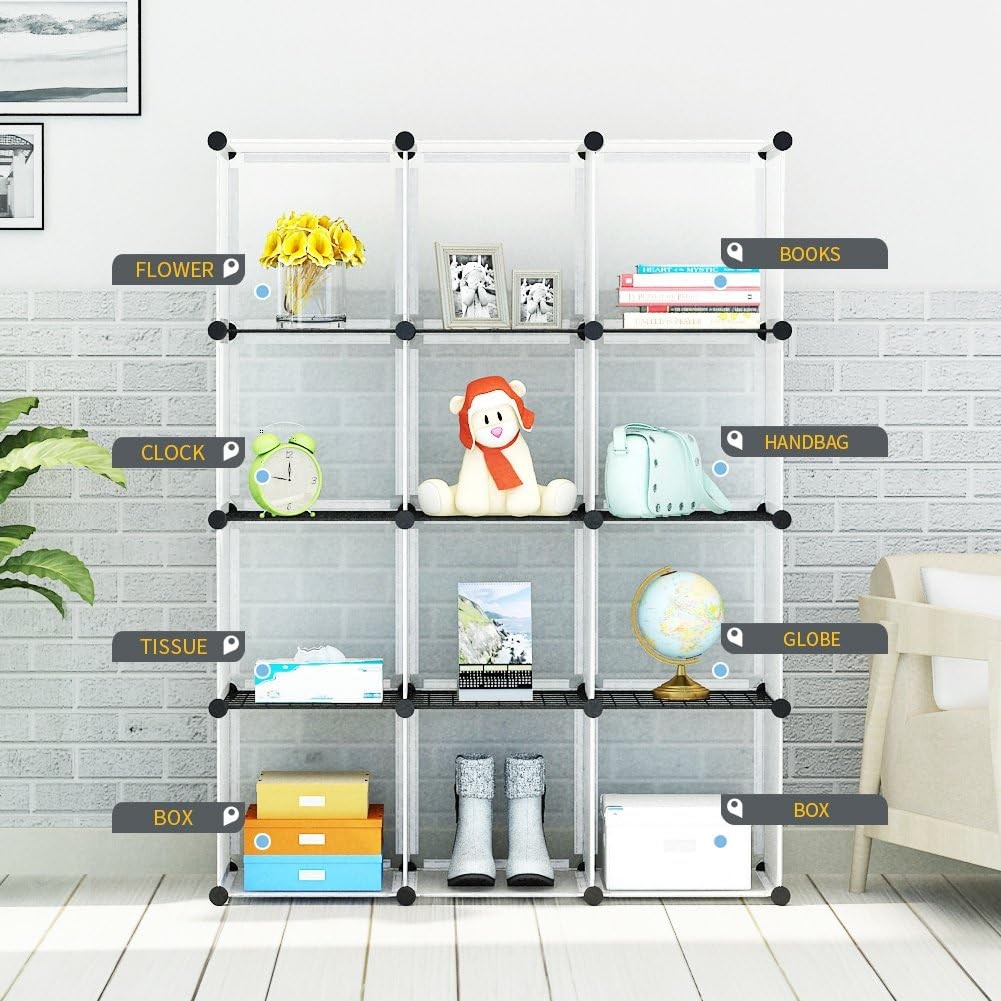 14x14 Portable Storage Cubes Set of 12 for Shelves Organization