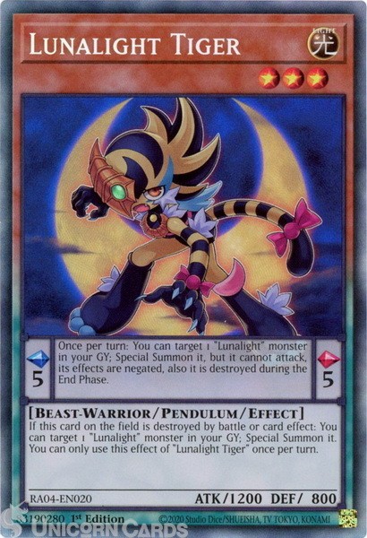 RA04-EN020 Lunalight Tiger : Collector's Rare 1st Edition Mint YuGiOh Card