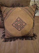 Decorative Throw Pillow With Fringe & Southwestern Diamond Pattern
