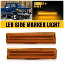Fit 1980-86 Ford F-150 F-250 LED F-350 Front Bumper Side Marker Lights Amber 2X