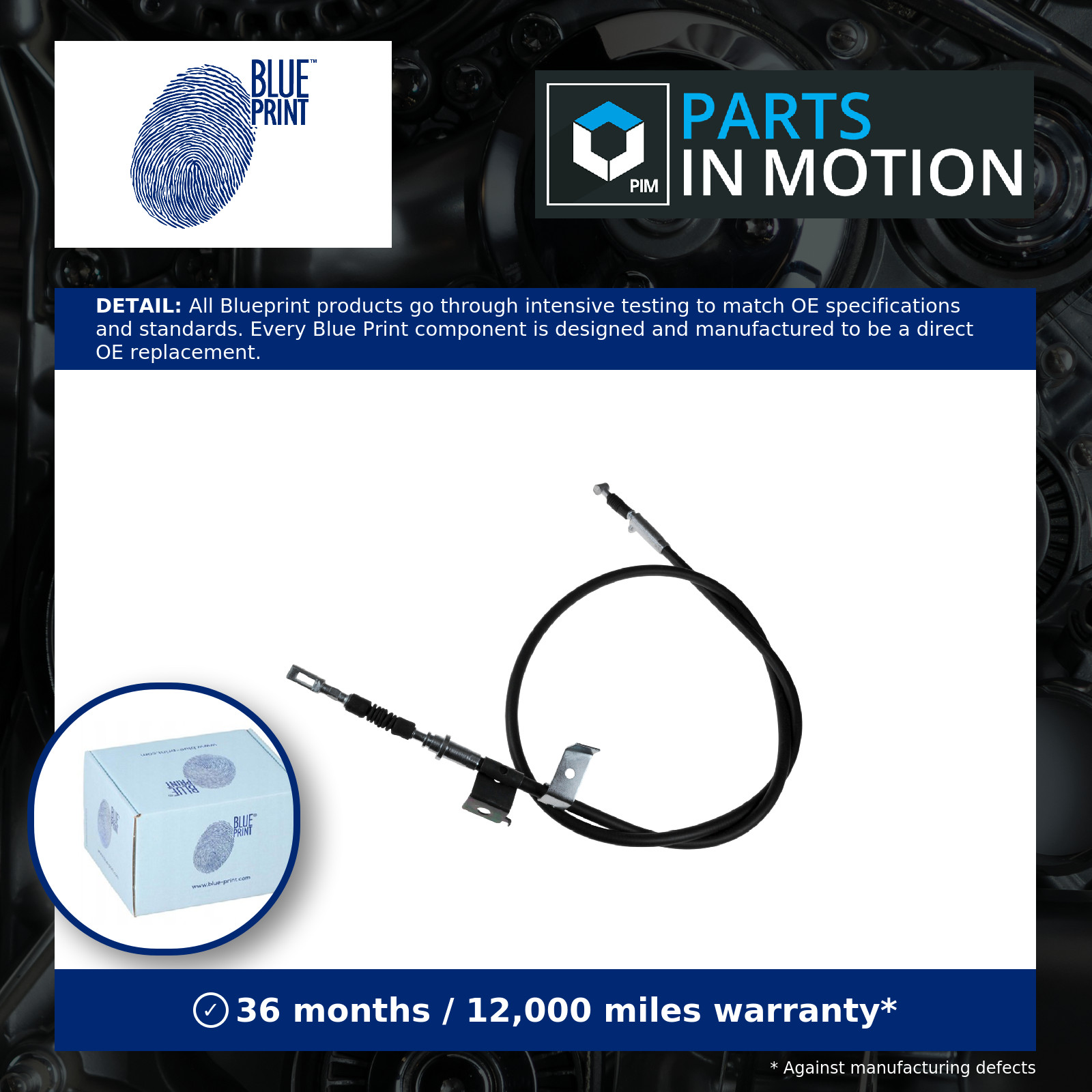 Handbrake Cable Rear Right ADN146221 Blue Print Hand Brake Parking 3653071J10