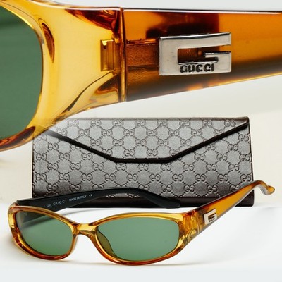 Gucci Sunglasses 1999 Vintage Honey Brown Green Retro GG 2456/S