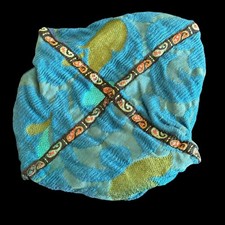 Vintage Renaissance Faire Blue Brocade Ribbon Trim SZ Medium Slouch Hat Handmade