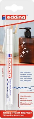 edding 751 Glanzlackmarker Weiß Rundspitze 1-2mm Lackstift Glas Stein Holz