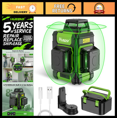 360° Self-Leveling Green Laser Level, Rechargeable 3D Cross Line Tool, Magnetic