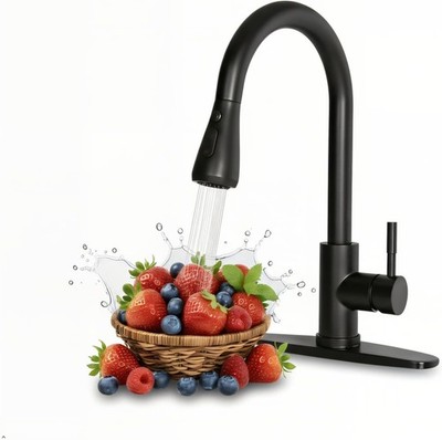 Matte Black Kitchen Faucet Sink Pull Down Sprayer Single Handle Swivel Mixer Tap