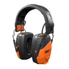 ISOtunes Earmuff Hearing Protector 5.7"H Bluetooth Noise Reduction Orange/Black