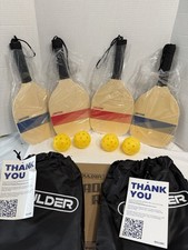 Boulder Wooden Pickleball Set Includes 4 Paddles, 4 Balls  2 Bags