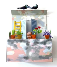 David Gerstein- Print on Steel "BALCONY WITH MAN"