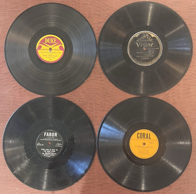 Four 78 rpm records, FABOR, CORAL, VICTOR & DUKE