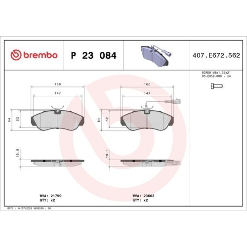 Plaquettes de frein Brembo P23084 Prime Line pour Citroën C4 et Berlingo