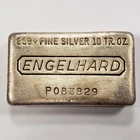 10 oz .999 Fine Silver Poured Bar - Engelhard - Waffle Back - Vintage - Q4345