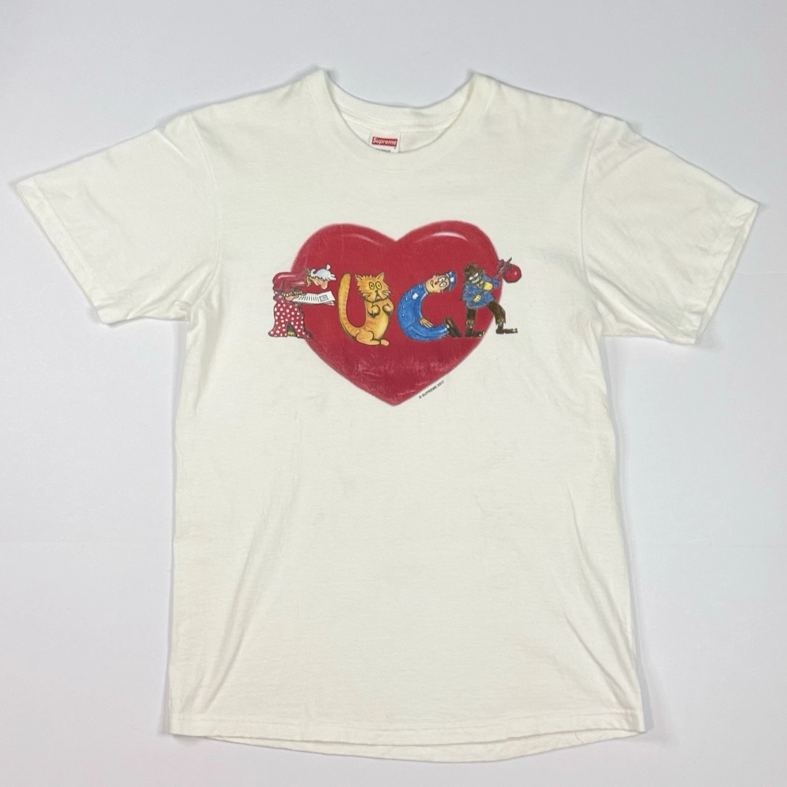 Tee shirt Supreme F@*K LOVE rare 2017 taille S blanc