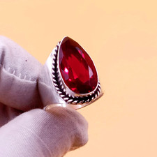 Handmade Garnet Gemstone Ring, 925 Sterling Silver Jewelry Statement Ring.