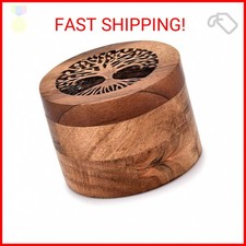 Samhita Handmade Acacia Wood Urn for Human Ashes, Tree of Life Wooden Box Urns f