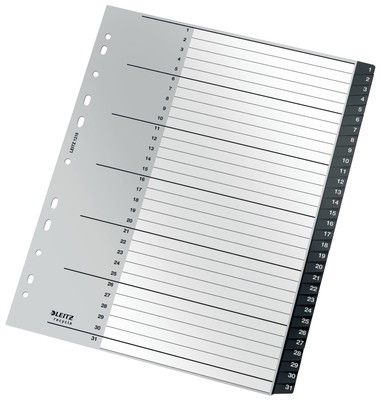 Leitz Index Folder Divider, 1-31 Numerical Tabs, A4, Extra Wide, 90% Recycled Pl