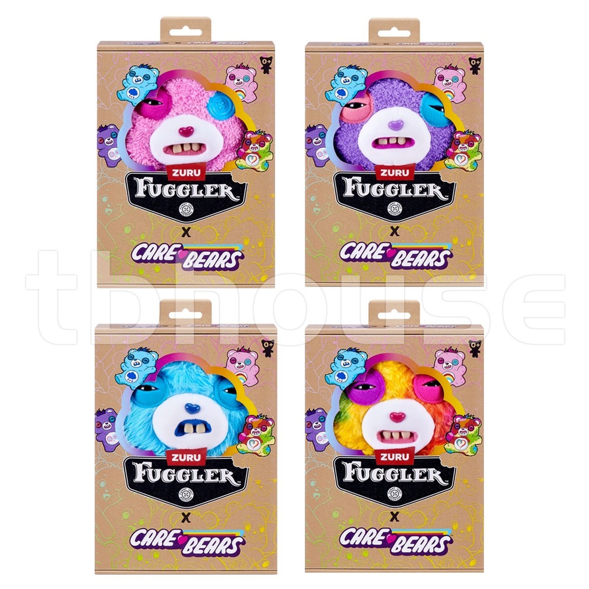 CARE BEARS x FUGGLER zuru PLUSH SET OF 4 doll FUNNY UGLY MONSTER