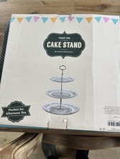 3 Tier Cake Stand Glass Muffin Cupcake Embossed Afternoon Tea Serving Platter