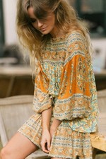 Spell & the Gypsy Collective Boho Top Delirium Blouse In Gold Size XS