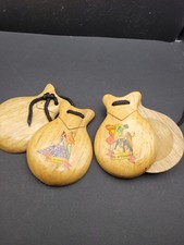 Set of 2 Vintage Wood Castanets Rdo. De Espa a Bull Fighting  Dancing