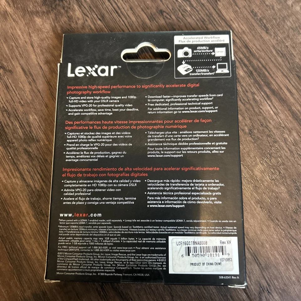 New In Box Unopened Lexar Professional 800x 16GB Compact Flash - Image 2 of 2