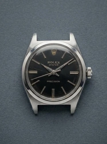 Rolex Oyster Precision Black Dial Manual Wind Vintage Watch Ref 6426 Authentic