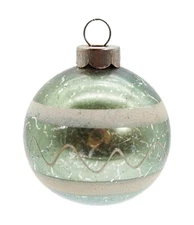 Vintage SHINY BRITE Stencil Green Striped Glass Christmas Ornament