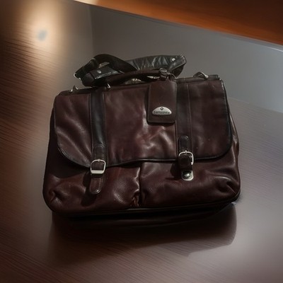 Samsonite Brown Leather Shoulder Bag Briefcase Messenger Laptop
