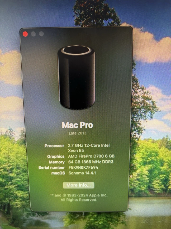APPLE MACPRO Late 2013 12 CORE 64GB  2TB (M2SSD)  FirePro D700 12GB VRAM Xeon E5 - Image 2 of 4