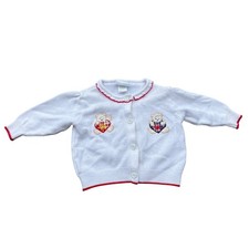 Vintage SEARS teddy bear hearts kids  more 6-9 month sweater cardigan frilly