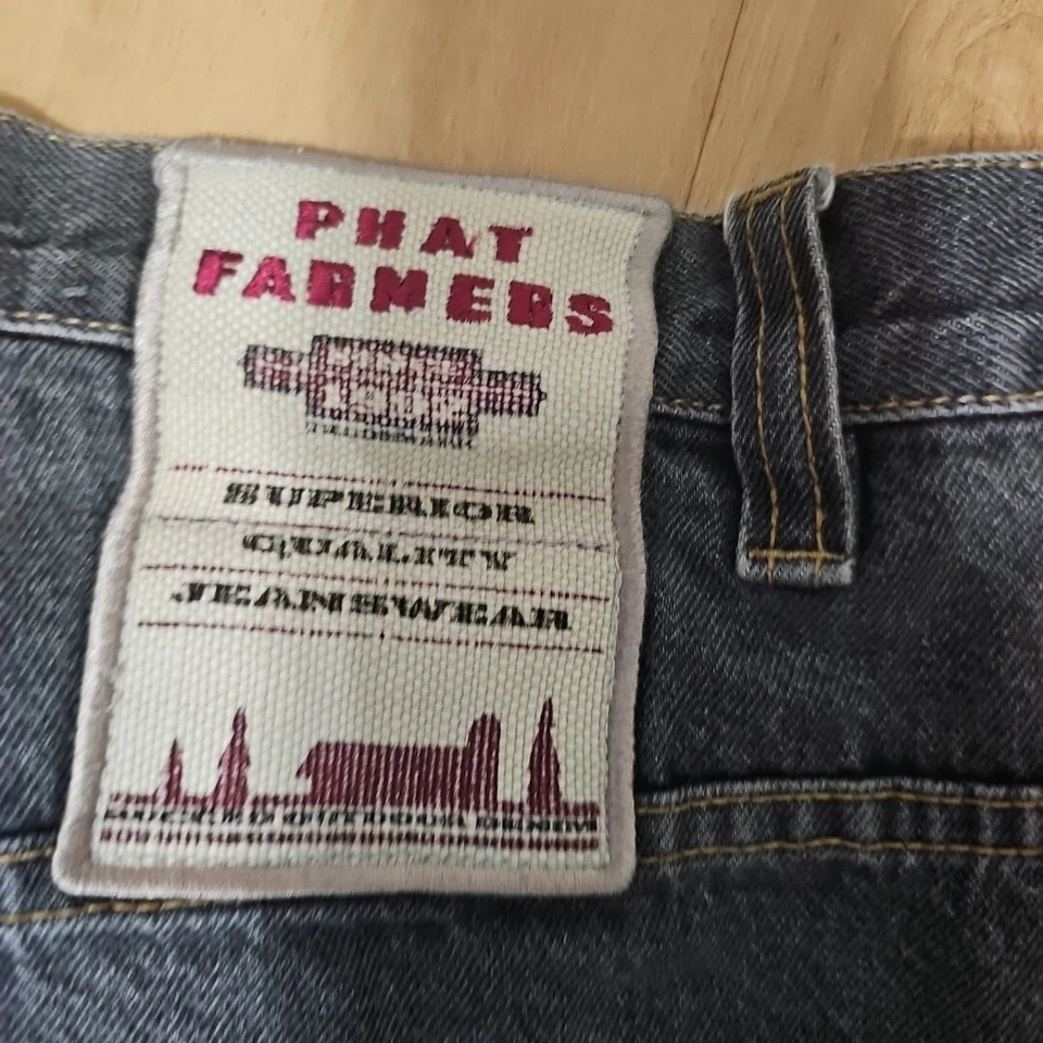 Phat Farm Baggy Denim Shorts Mens Sz 42 Carpenter Loose Denim Hip Hop Y2K 90s - Image 4 of 4