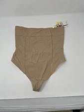 NWT Spanx Beige High Waist Haute VTG Rise Cotton Contour Compression Thong Sz XL