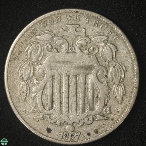 1867 No Rays Shield Nickel - Very Good Details