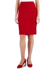 Kasper Women's Petite Stretch-Crepe Knee-Length Pencil Skirt Fire Red Size 16P