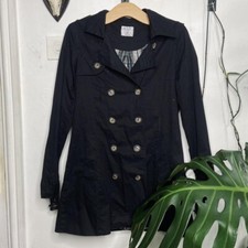 Vintage Black ' Seven Hill ' Light Summer Button Up Summer Overcoat Jacket