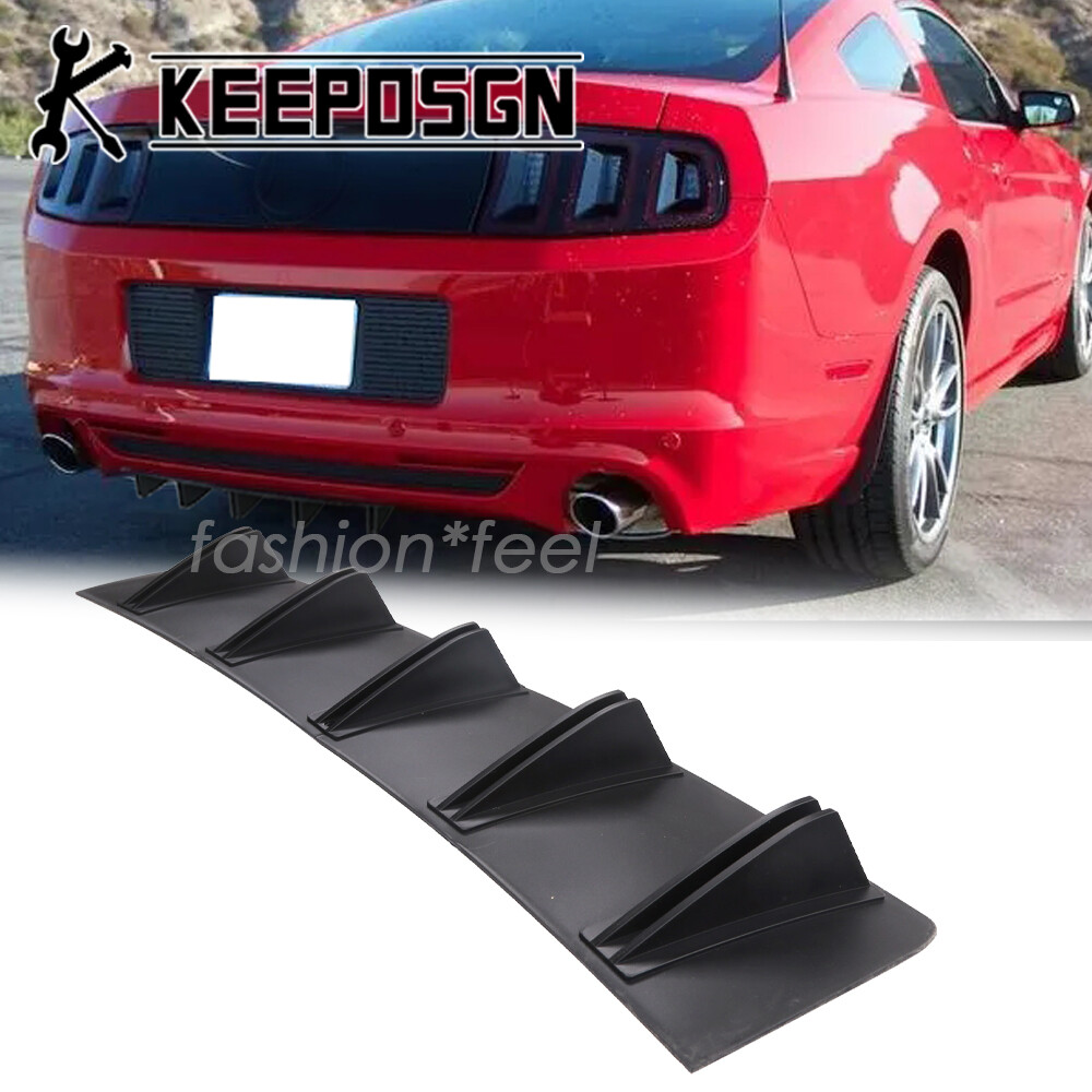 Speedy 4-Shark Fin Rear Bumper Diffuser For New Edge Ford Mustang – Universal ABS Black 5 thumbnail image
